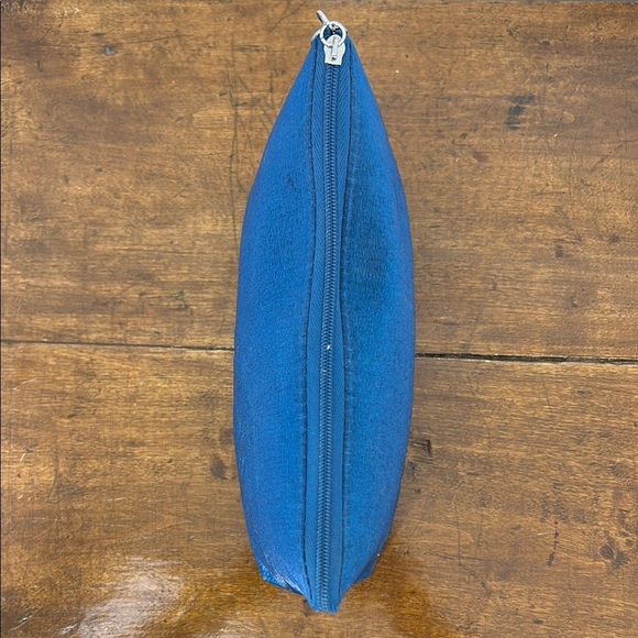 Lancôme Paris Blue Cosmetic Bag Floral Makeup Purse Organize Travel Zipper Seude - Picture 5 of 7